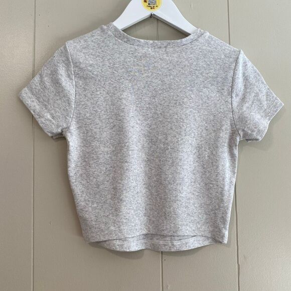 Garage “You Just Got Served” Social Club Graphic Crop Tee | Gray Short Sleeve Si - Picture 7 of 10